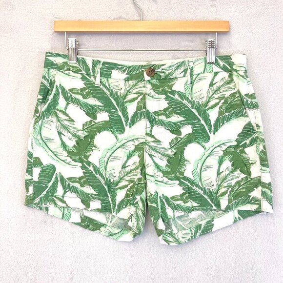 Old Navy LINEN Blend Tropical Shorts Womens 6 Floral Green Summer Lightweight - Picture 1 of 10